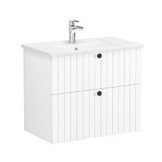 Vitra Root Groove 69429 Lavabo Dolabı, İki Çekmeceli, 80 Cm, Mat Beyaz, Köşeli Lavabolu